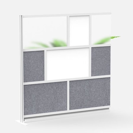 Luxor Modular Room Divider Wall System - 70in. x 70in. Add-On Wall - Silver Frame, Whiteboard MW-7070-XWCG